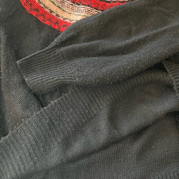 black turtleneck with colorful striped shoulder line , Size L - Picture 5 of 6